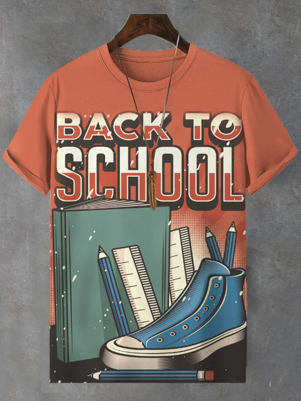 Men's Retro Nostalgia Back To School Print Casual T-Shirt