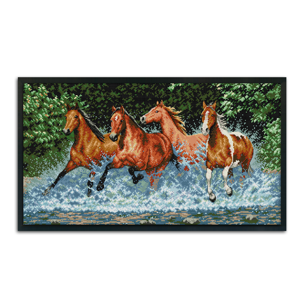 

Horse - 11CT Stamped Cross Stitch - 77*46CM (Big Size), 501 Original