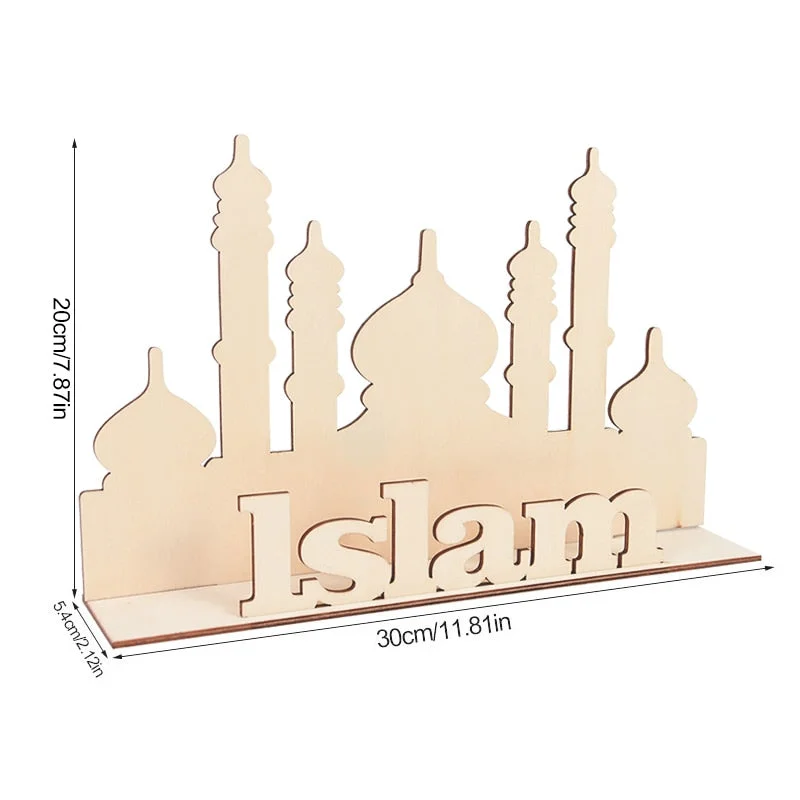 Wooden EID Mubarak Decoration Ramadan Mubarak Ornaments Islamic Muslim Pendant Eid Al Adha Party Supplies Ramadan Kareem Gifts