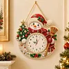 Acrylic Special Shape Xmas Snowman Diamond Pearl Painting Clock Handicraft Hanging Kit