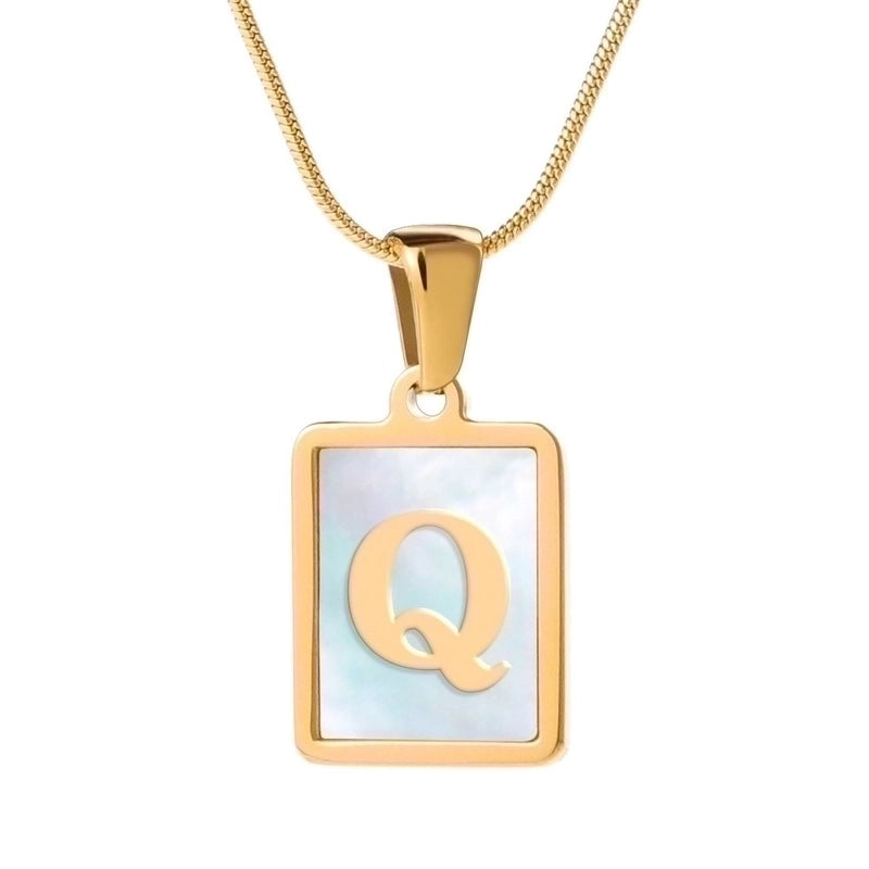 Stainless Steel 18K Gold Plated Casual Commute Plating Inlay Letter Shell Pendant Necklace