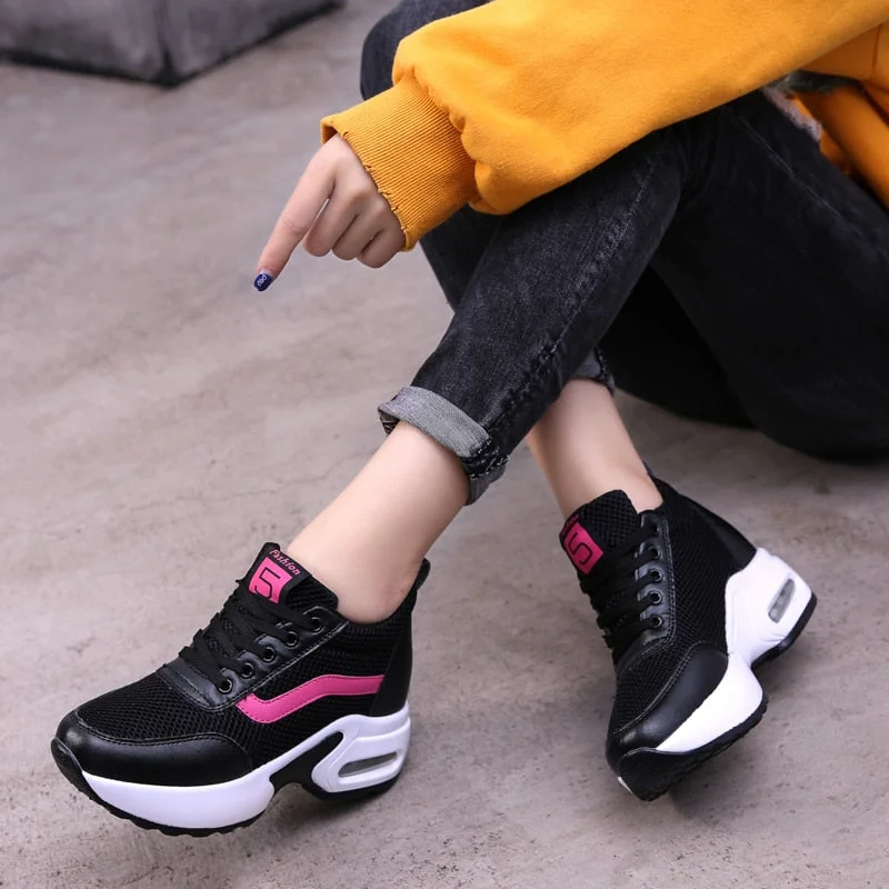 Wedges Shoes for Women Platform Shoes Breathable Casual Shoes Woman Fashion Sneakers Height Increasing Vulcanize Shoes Chunky