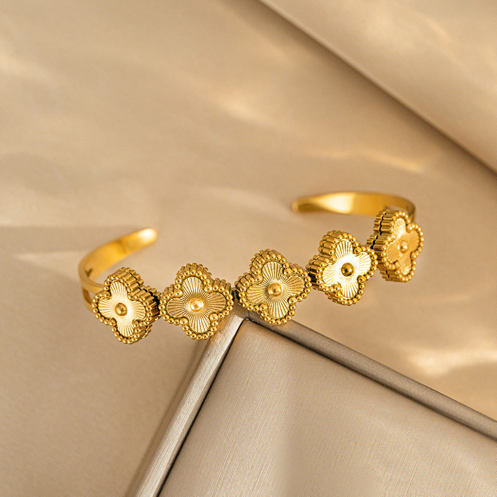 Bracelet Women Titanium Steel Stainless Steel Laser Bracelet Inlaid Diamond Simple Fashion Bracelet