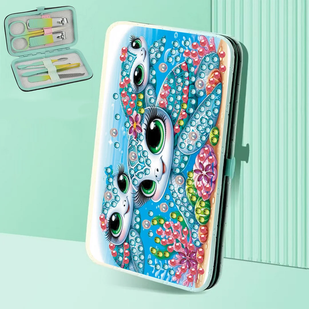 Sea Turtle Diamond Painting Nail Art Bag Set Includes 7 Professional Tools