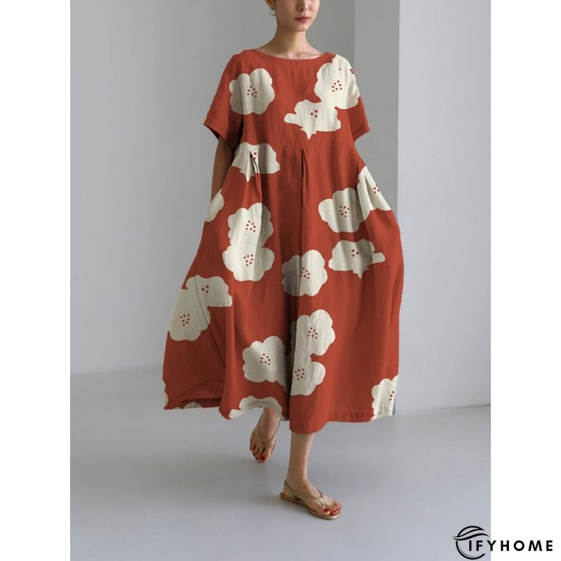 Women's Long Dress Maxi Dress Casual Dress Print Dress Floral Casual Outdoor Daily Holiday Print 3/4 Length Sleeve V Neck Dress Loose Fit Black White Dark Blue Spring Fall S M L XL XXL | IFYHOME