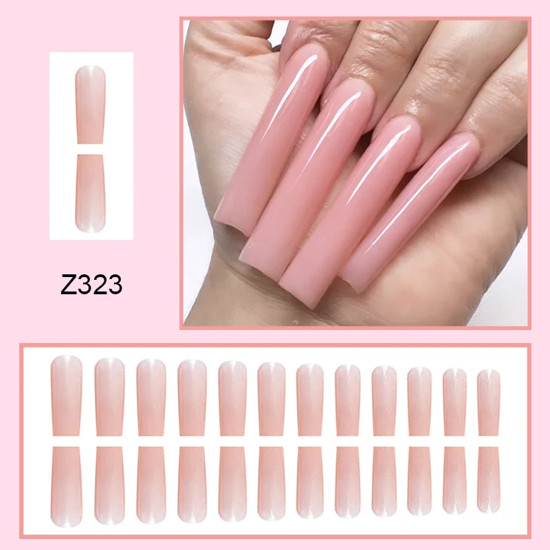 Churchf Churchf New Show White Fake Nails Ins Wind Pink Pure Color Long Ballet Manicure Finished In The Long Manicure