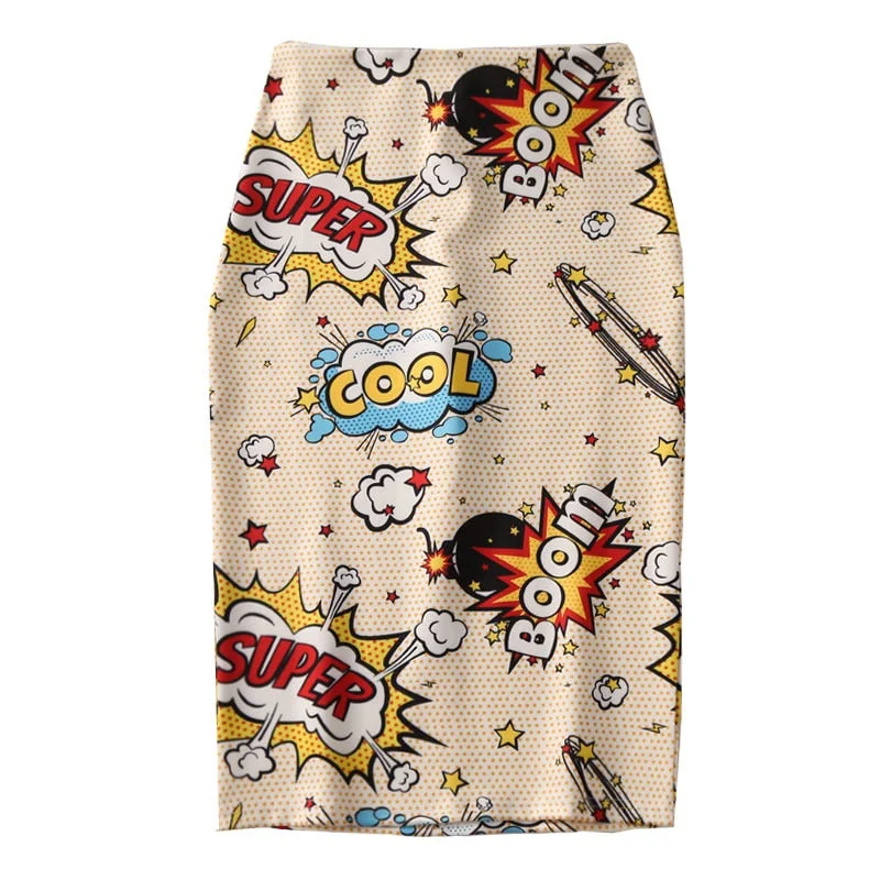 Women's Pencil Skirt New Cartoon Mouse Print High Waist Slim Young Girl Summer Large Size Japan Female Falda GD018