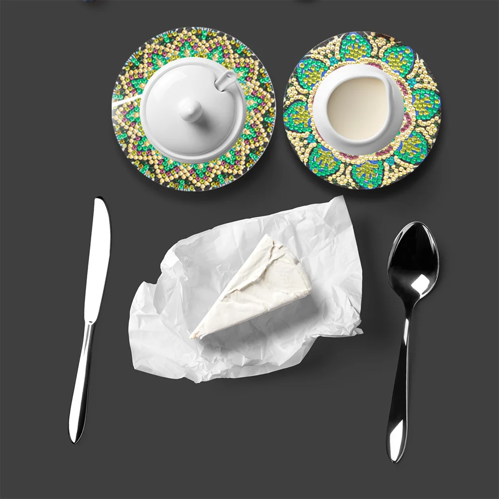 6pcs DIY Mandala Anti Slip Coasters Stackable Creative for Tabletop Protection