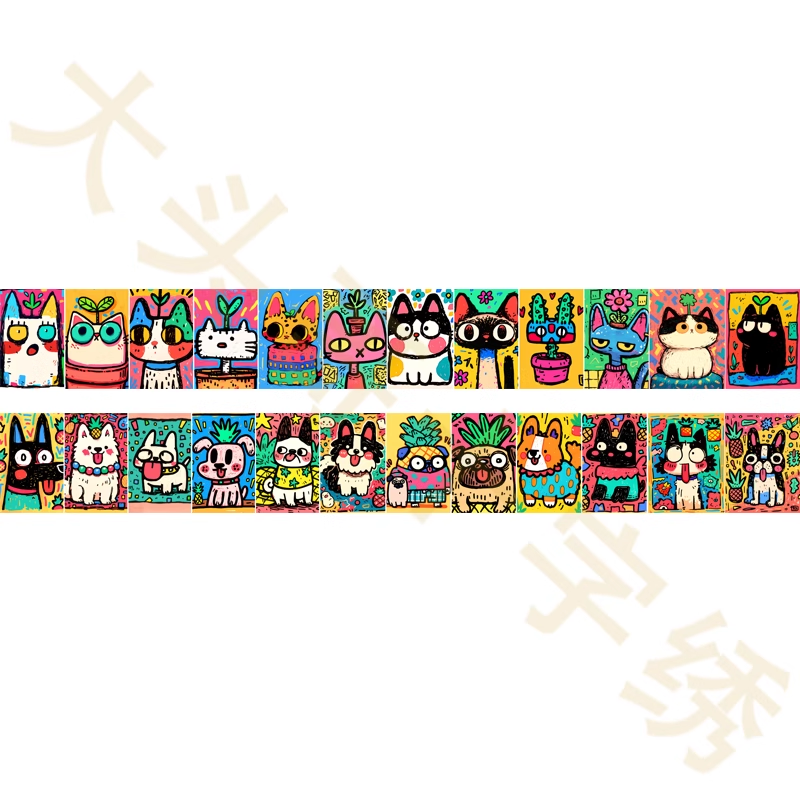 CZ20204-2 for a group of cartoon cat and dog 20X2.5CM long narrow needle suction Painting Fairy Cross Stitch