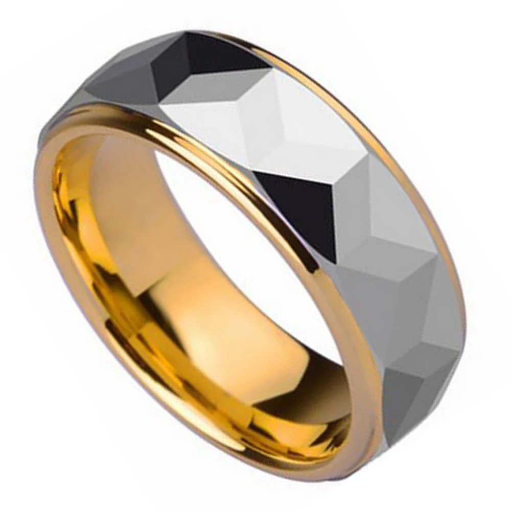 6MM 8MM Two Tone Mens Wedding 925 Sterling Silver Tungsten Carbide Rings