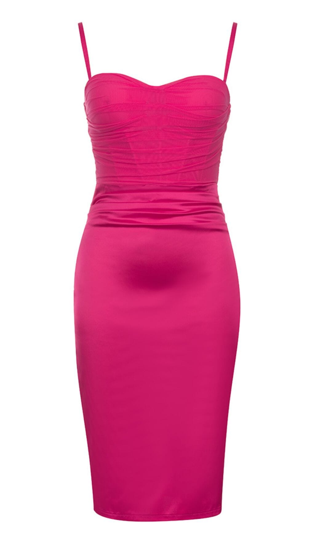 SATIN STRAPY CORSET DRESS IN PINK