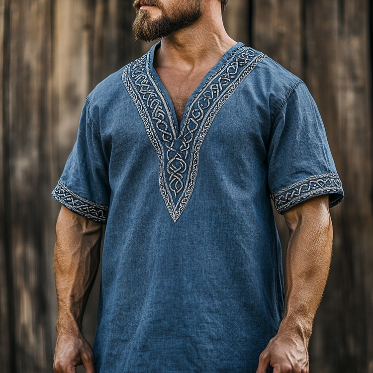 Men's Celtic Knot Art Linen T-shirt