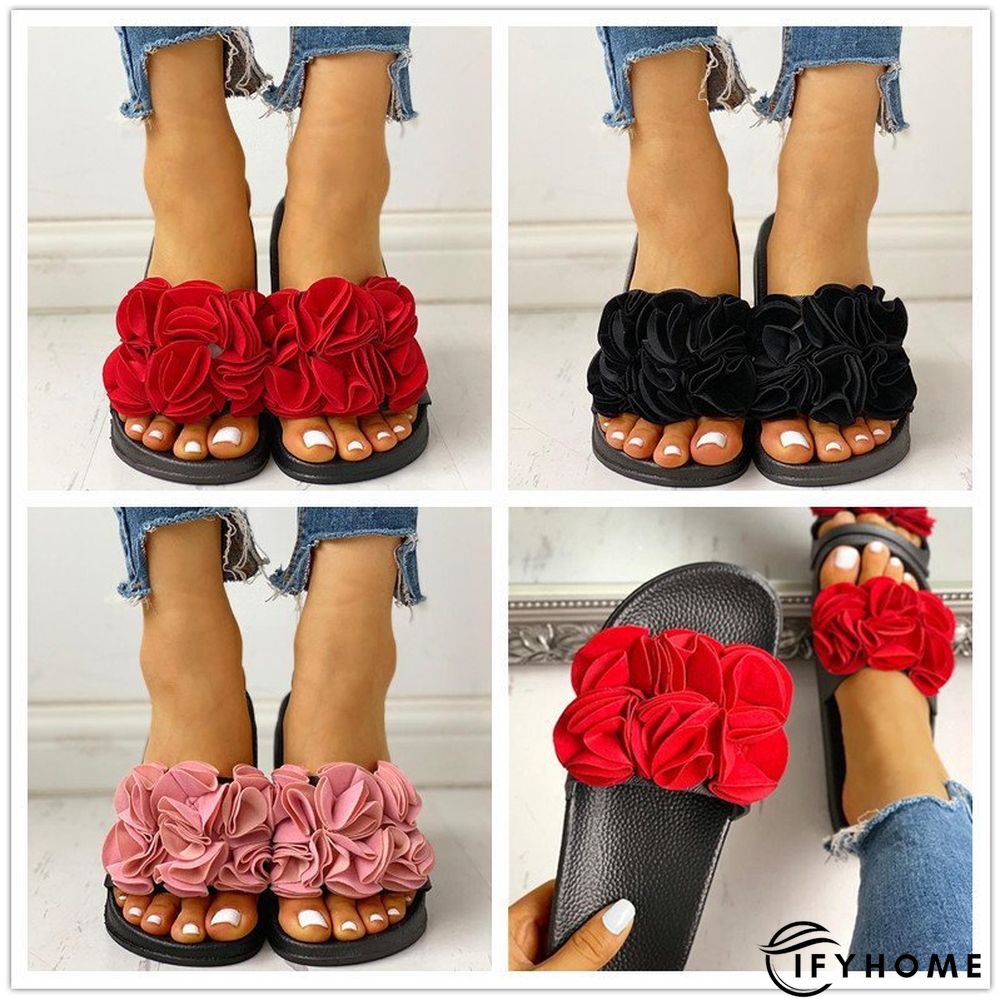 Women Flower Flat Heel Casual Summer Slippers | IFYHOME