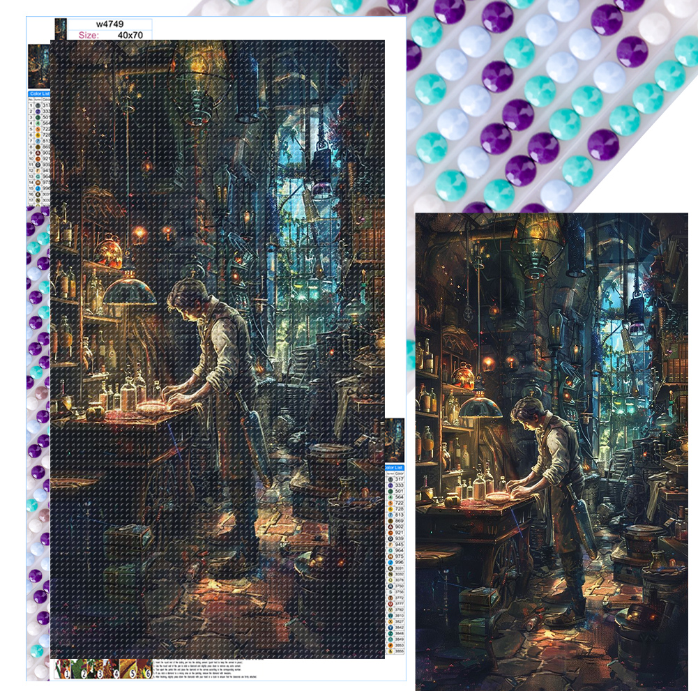 Mechanical House 40*70cm(canvas) full round drill diamond painting