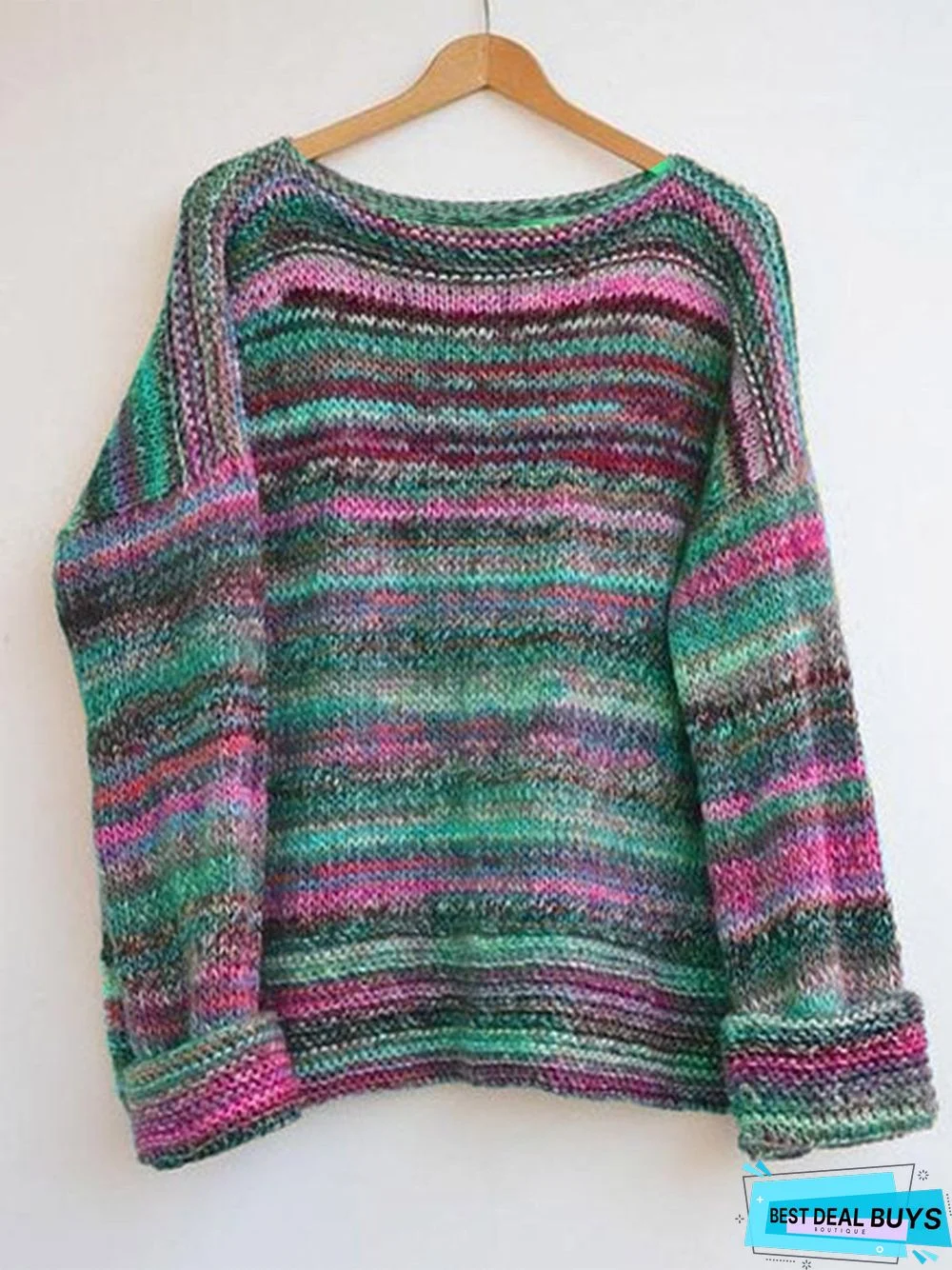 Long Sleeve Casual Shift Color-Block Sweater