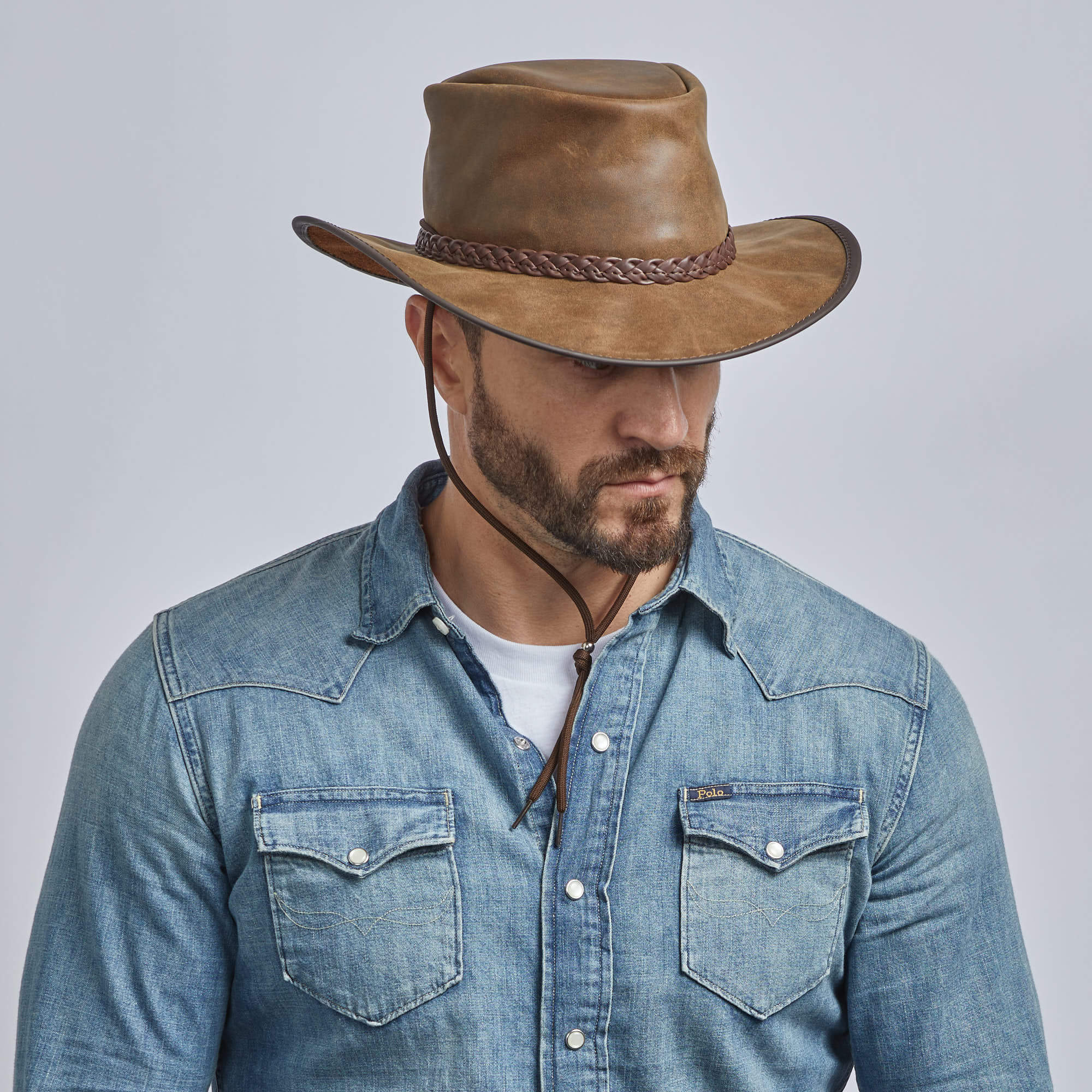 Crusher - Mens Crushable Leather Outback Hat
