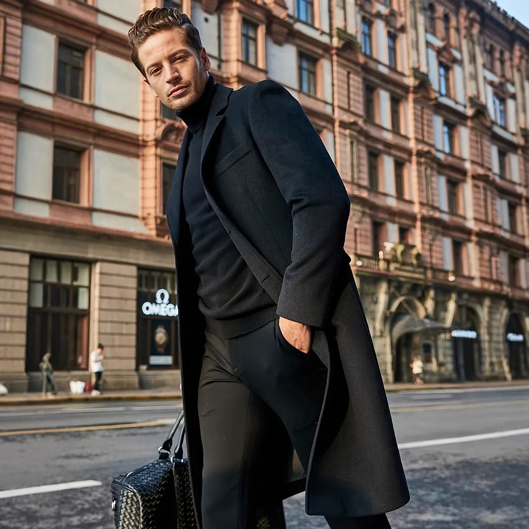 Nigikala Nigikala Men's English Men's Long Coat Long Sleeves And Coat Autumn And Winter Coat
