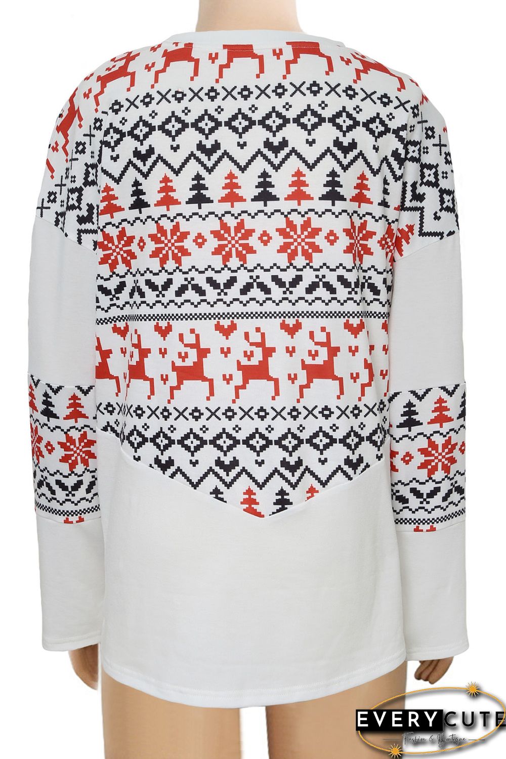 Multicolor Christmas Graphic Print Long Sleeve Top