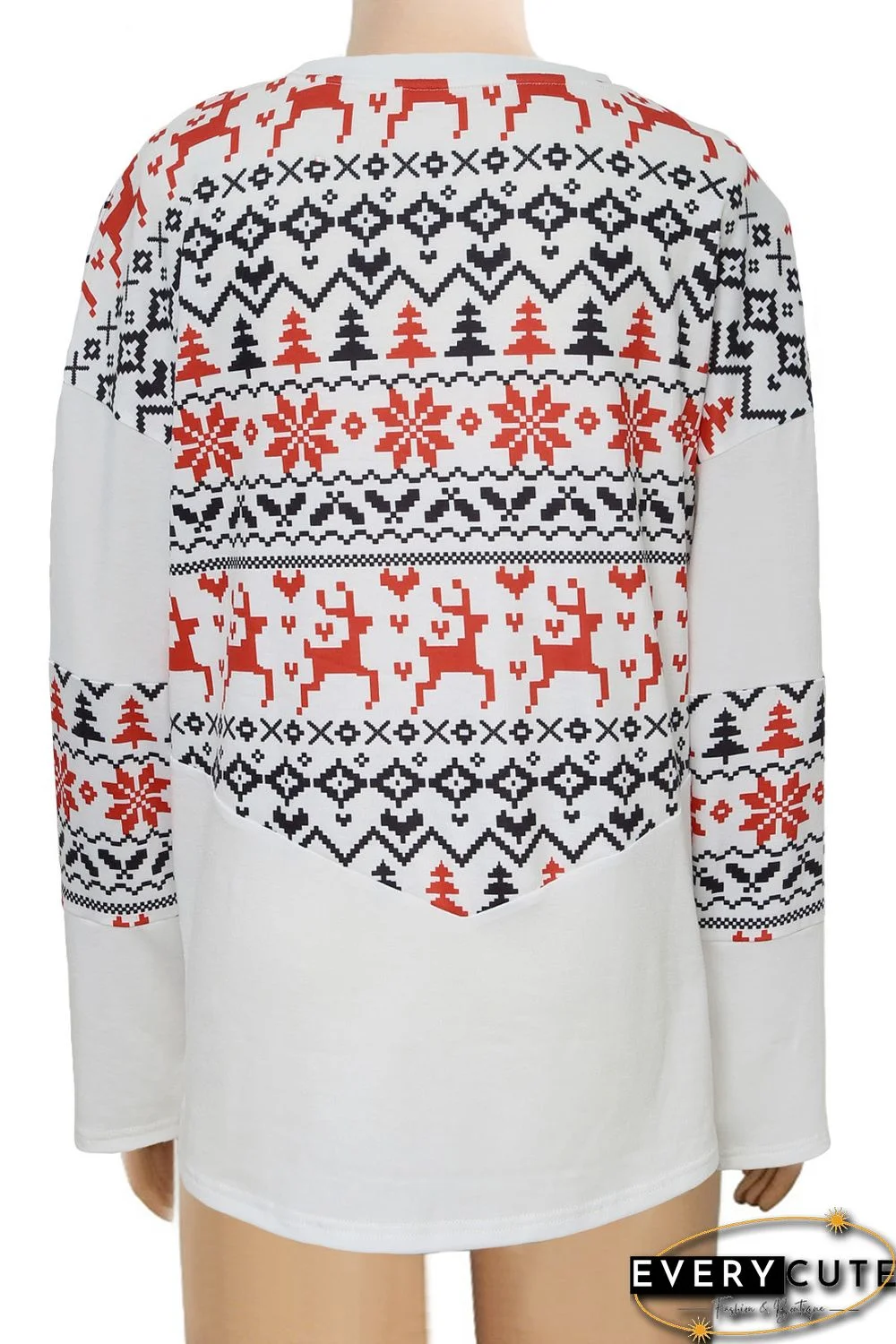 Multicolor Christmas Graphic Print Long Sleeve Top