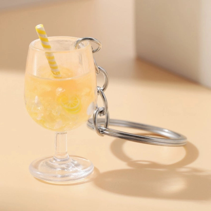 Minimalist Drink Cup Plastic Unisex Bag Pendant Keychain