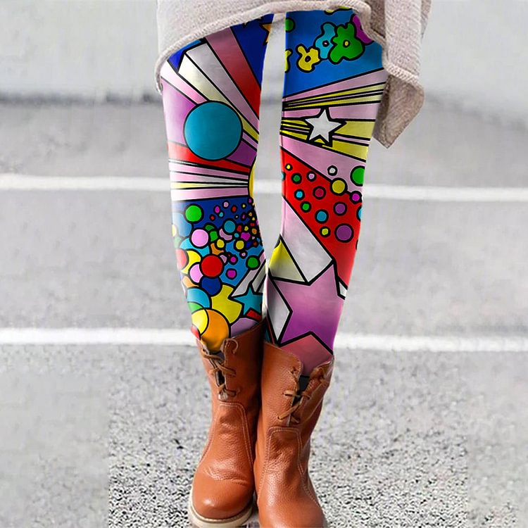 Hippie Art Print Personalized Casual Leggings