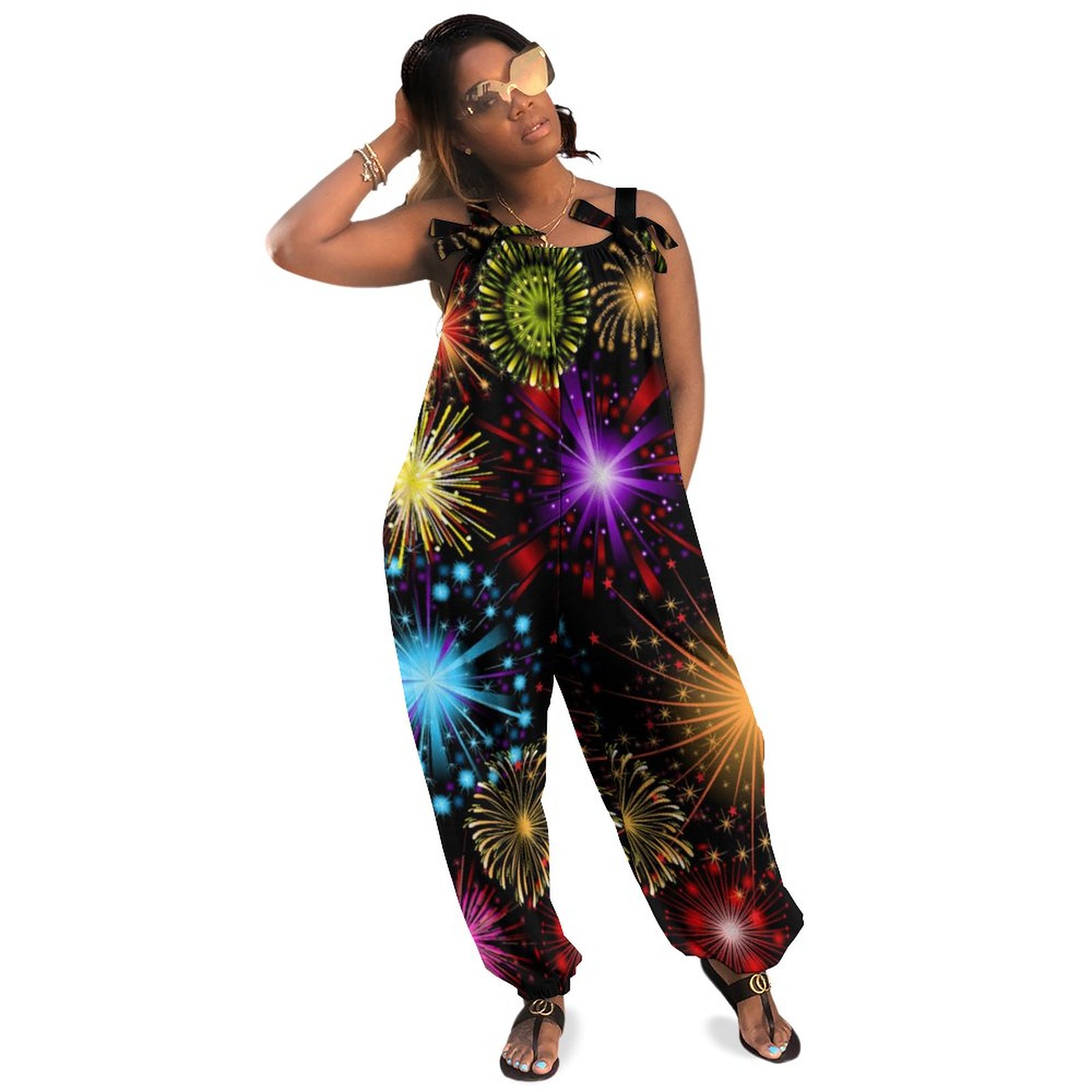 Fun New Years Eve Holiday Party Boho Vintage Loose Overall Corset Jumpsuit Without Top