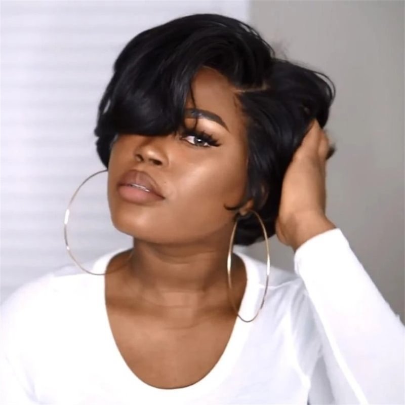 Europe and The United States Black Ladies Wig Short Curly Hair Any Skin Color Any Face Type High Temperature Silk Partial Scalp Chemical Fiber Head Cover -vasmok