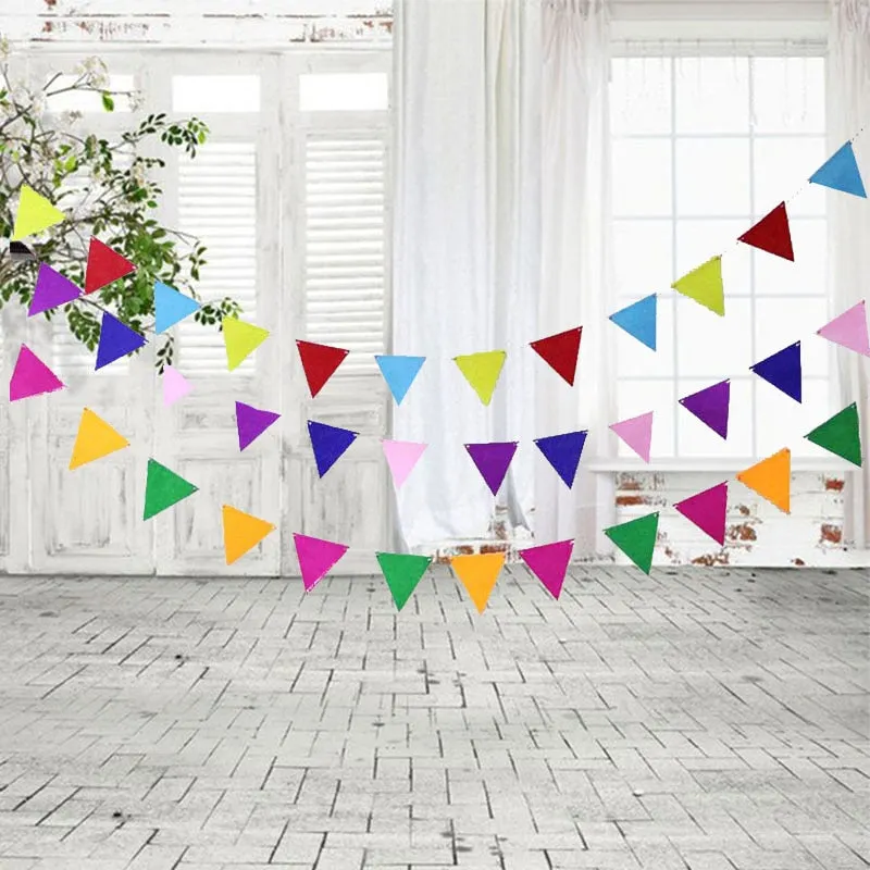 Multicolor Non-woven Pennants Bunting Banner Wedding/Valentine's day/birthday party Flags Hang Garland Decoration Supplies cheap