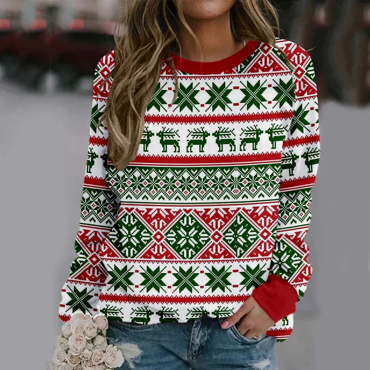 Christmas Casual Printed Sweatershirt