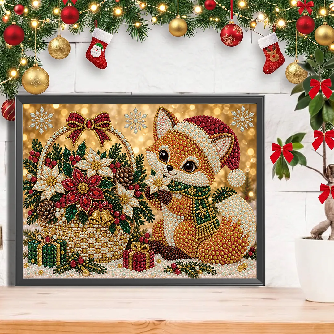 Pearl Painting Kit for Adults Christmas Fox 15.75x11.81in