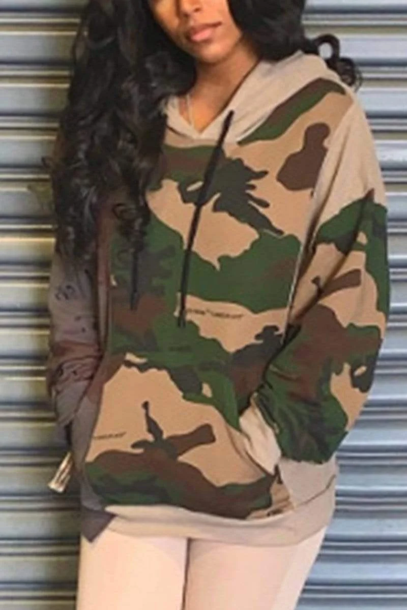 Fashion Hooded Collar Camouflage Coats