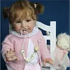 20" Blue Eyes Cloth Body Reborn Toddler Baby Girl Doll Qunka with Short Curly Brown Hair - RBBI-Myrebornbabydoll&reg; Myrebornbabydoll&reg;