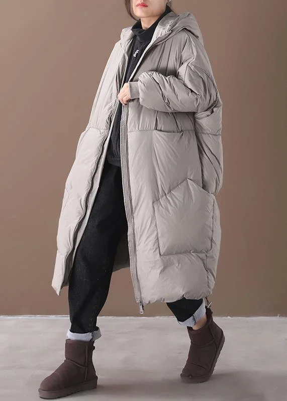 2022 plus size snow jackets gray hooded pockets goose Down coat