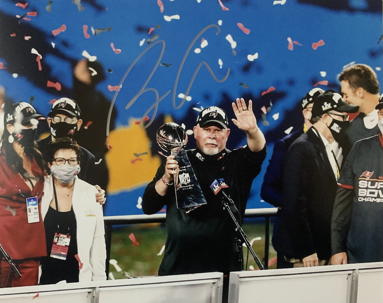 BRUCE ARIANS HAND SIGNED 8x10 Photo Poster painting TAMPA BAY SUPER BOWL CHAMPIONS AUTOGRAPH COA