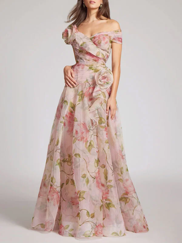 Off The Shoulder Organza Floral Gown
