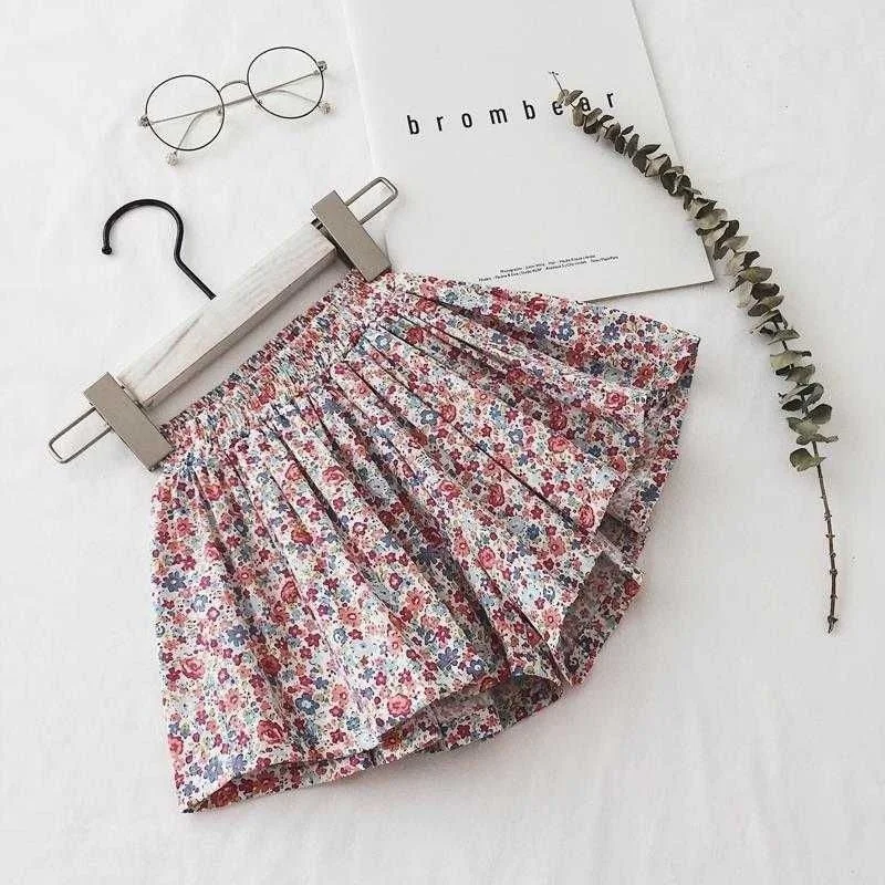 2021 New Summer Girls Skirt Shorts for Children Clothes Flower Printed Skirt-Pants Kids Tutu Dancing Shorts Size 2-6 Years