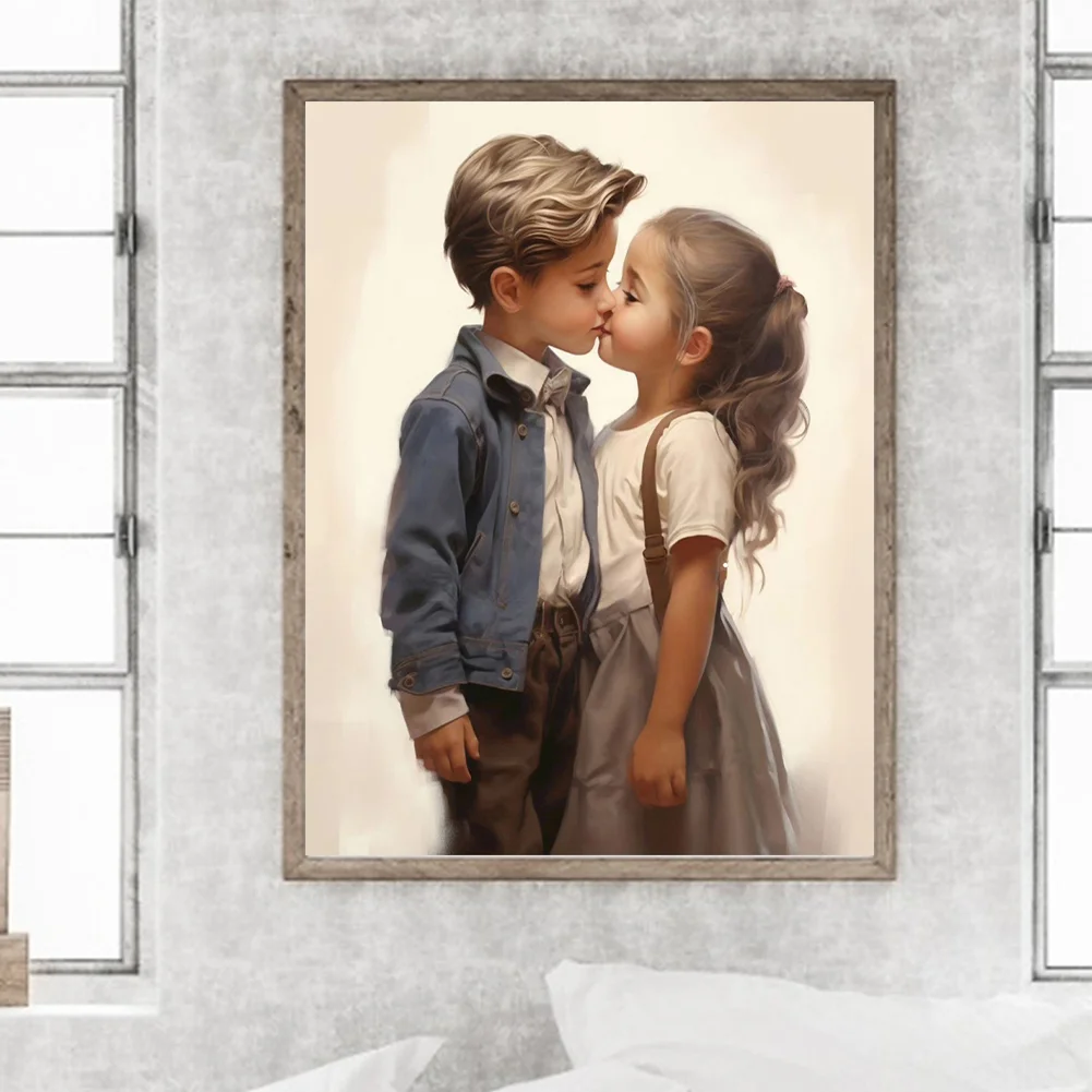 Diamond Painting - Full Round Drill - Kid Sweet Couple(Canvas|30*40cm)