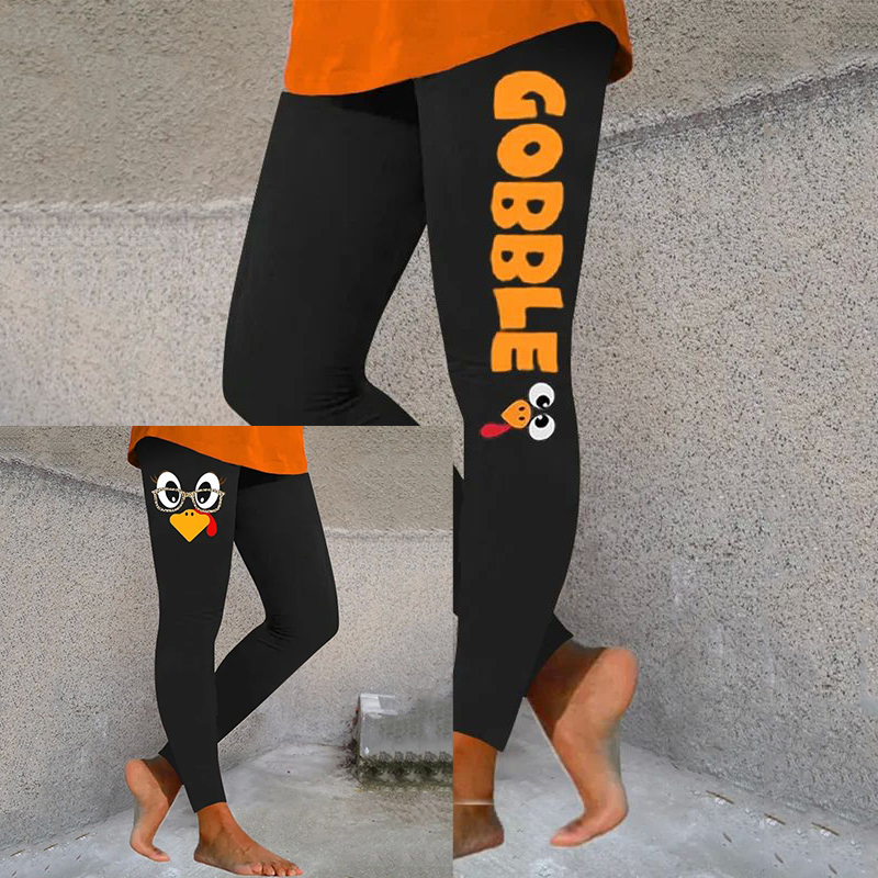 wearshes Cute Turkey Fall Thanksgiving Printed Leggings