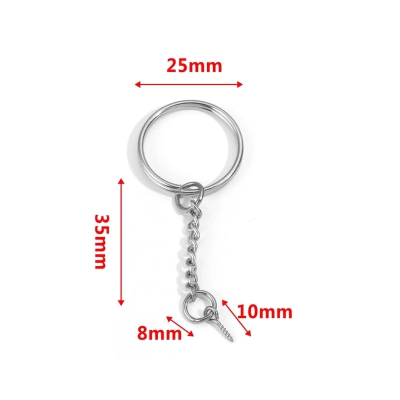 5 PCS/Package 25*35mm 30*35mm Stainless Steel Solid Color Polished Keychain Accessories
