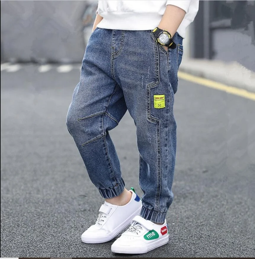INS hot boys jeans 4-13 years old Cotton washed kids jeans Korean pocket letters pants for baby boys jeans kids 7 colors options