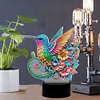 (US Local)DIY Diamond Hummingbird Art Painting Lamp with Tools for Bedroom Decor Gifts