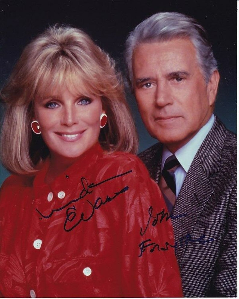 Linda evans & john forsythe signed autographed dynasty Photo Poster painting