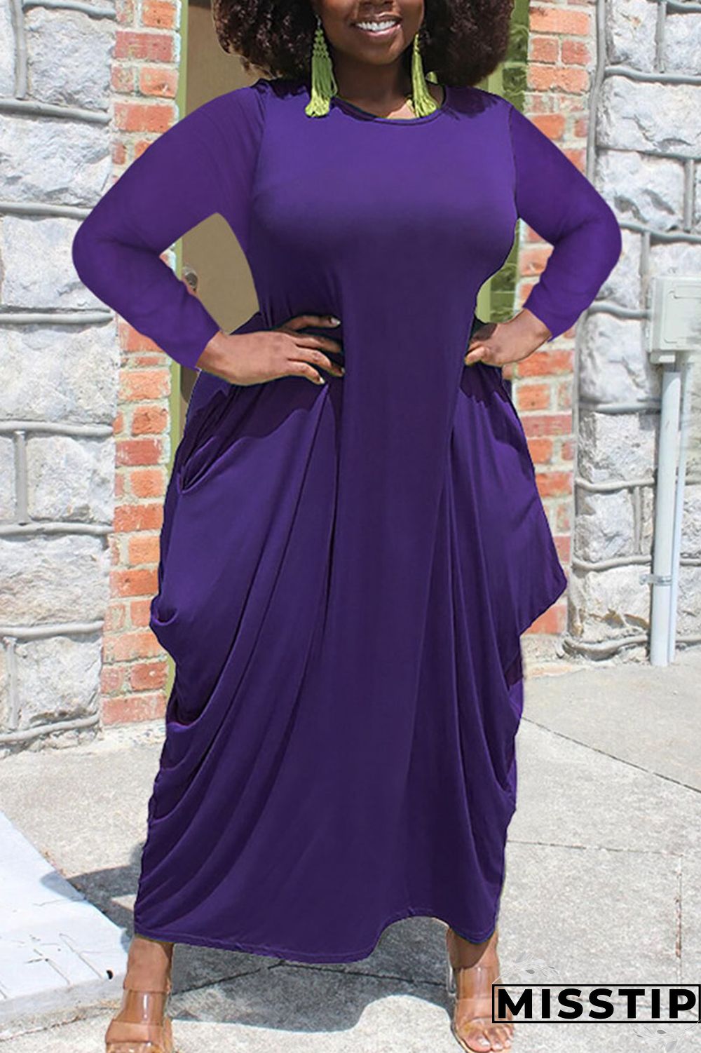 White Casual Solid Patchwork Asymmetrical O Neck Irregular Dress Plus Size Dresses