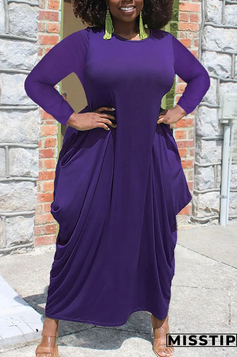White Casual Solid Patchwork Asymmetrical O Neck Irregular Dress Plus Size Dresses