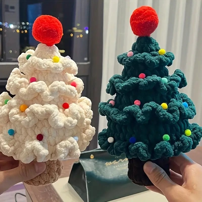 1pc creative christmas tree holiday decorations holiday gifts home decoration pure hand knitted christmas tree details 6