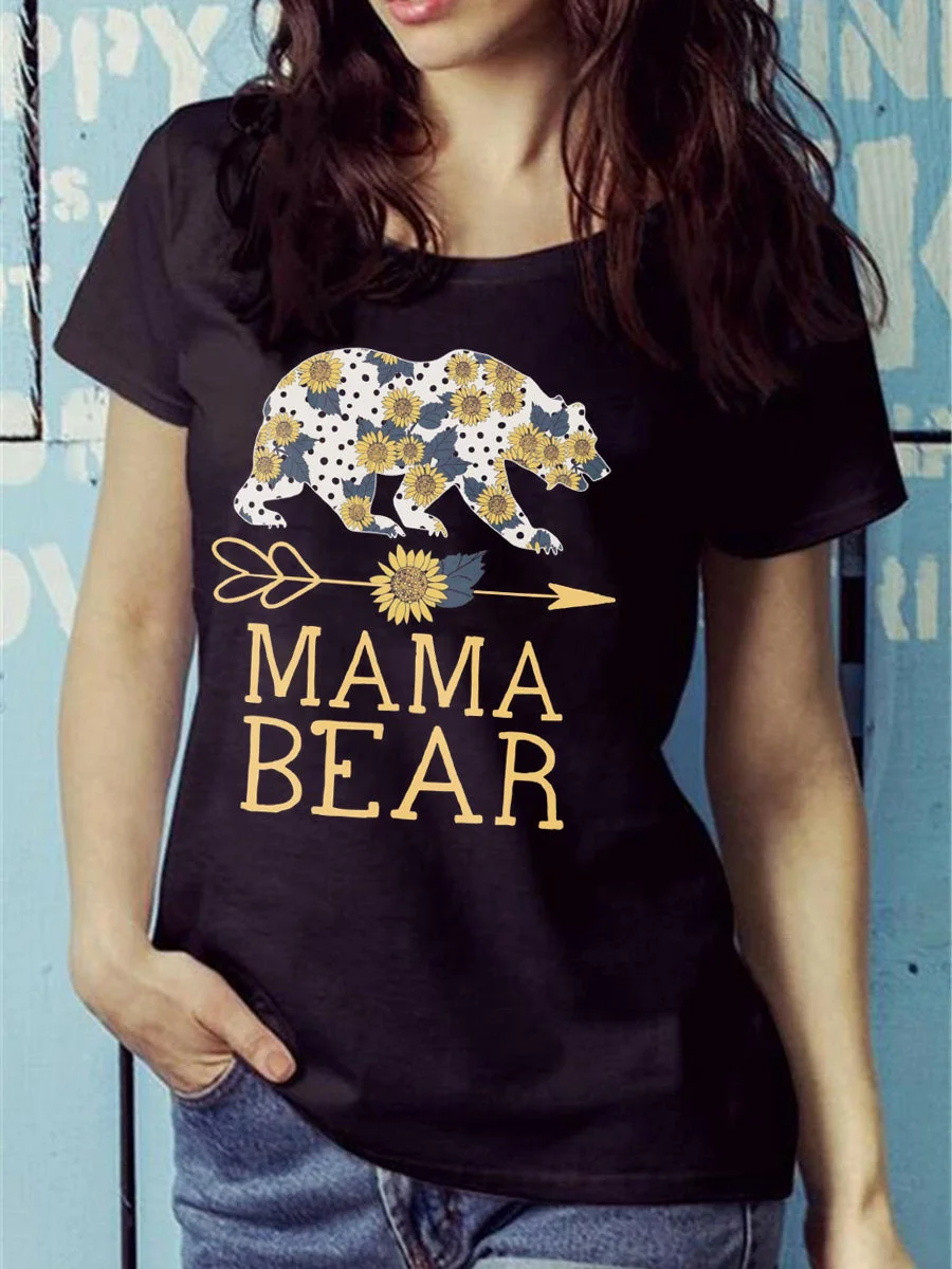 Mom Bear Sunflower T-Shirt