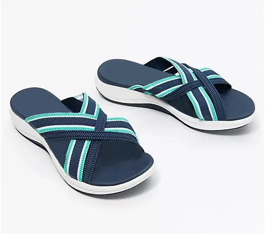 Women Cross Strap Slippers Platform Open Toe Mixed Color Wedges Female Sandals Summer Outdoor Beach Slipper Women Shoes Comfy