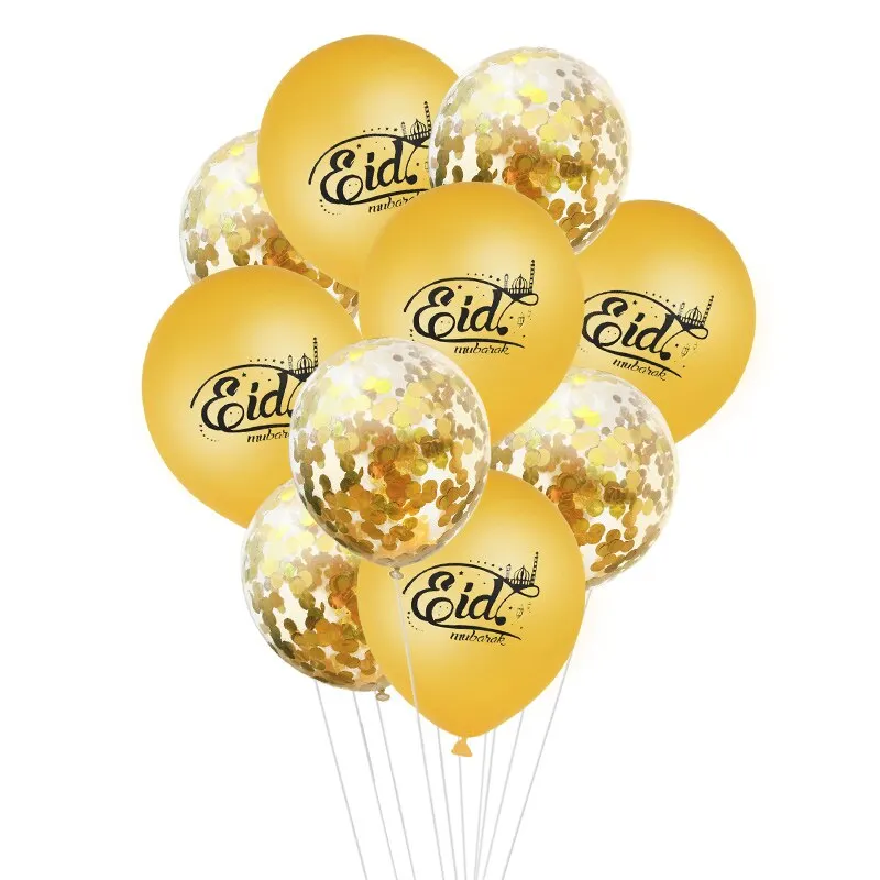 1Set EID MUBARAK Balloons Gold Silver Helium Confetti Ballon For Muslim EID Air Ball Ramadan Festival Party Decoration Supplies