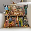 Sleeping Cat Shelf-Stamped Cross Stitch Pillow Cover Kit 11CT 3-Strand DIY Embroidery 45x45cm with Zipper tapestrymarket