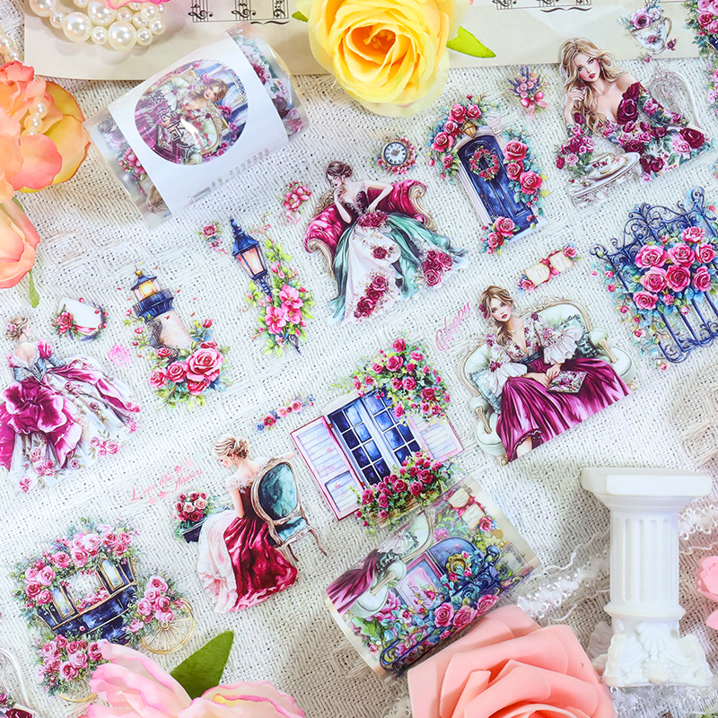 PET 테이프 - 60mm*200cm 빈티지 꽃무늬 캐릭터